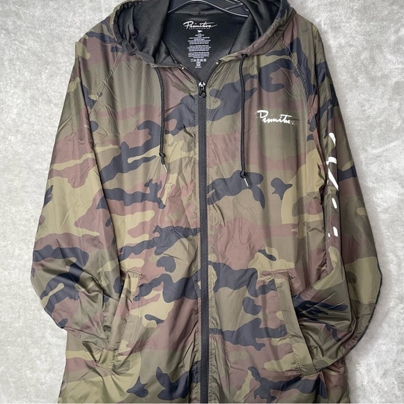 Primitive Army Camo Hooded Windbreaker Full Zip Pockets Men’s Medium - Picture 1 of 9